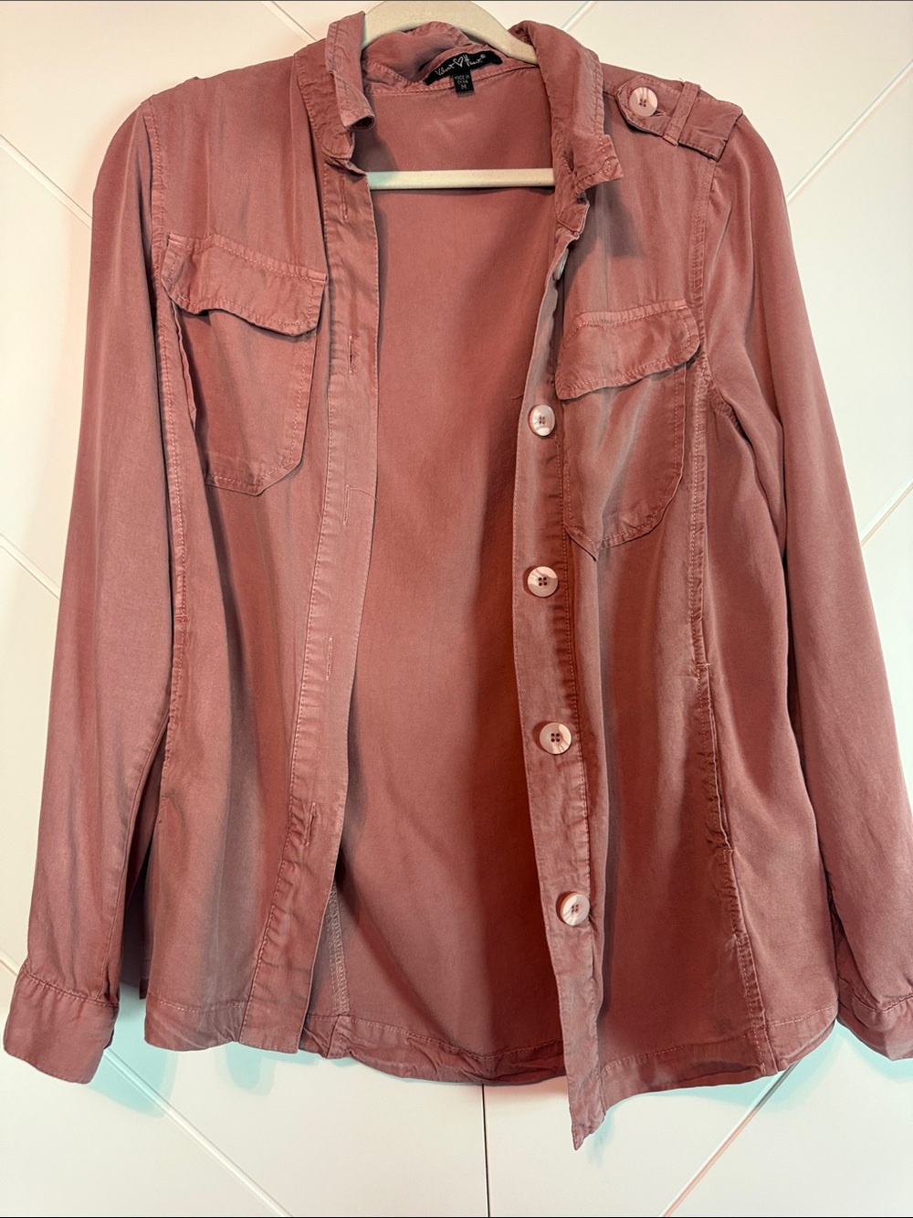 Velvet Heart Light Cranberry Button-Front Top
